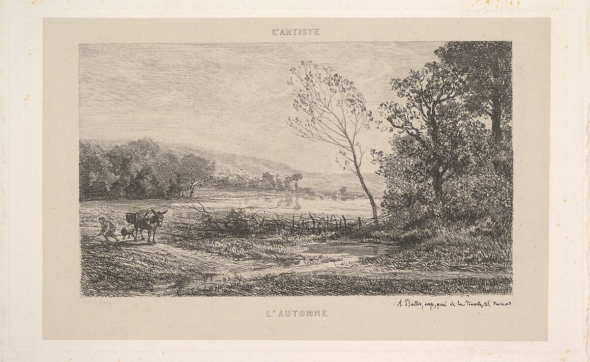 Autumn, from "L'Artiste", Charles-François Daubigny (French, Paris 1817–1878 Paris), Etching; sixth state of nine (Delteil) 