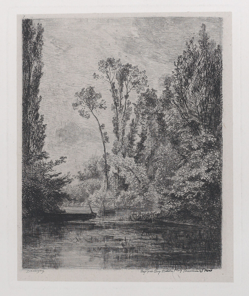 The Virgin Islands at Bezon (The Fish Pond), Charles-François Daubigny (French, Paris 1817–1878 Paris), Etching; fourth state of four (Delteil)