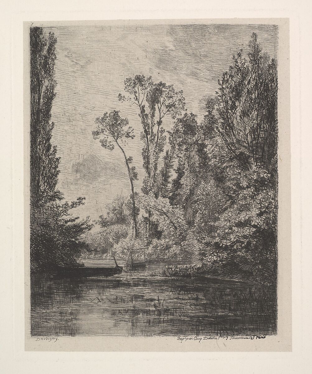 The Virgin Islands at Bezon (The Fish Pond), Charles-François Daubigny (French, Paris 1817–1878 Paris), Etching; fourth state of four (Delteil) 