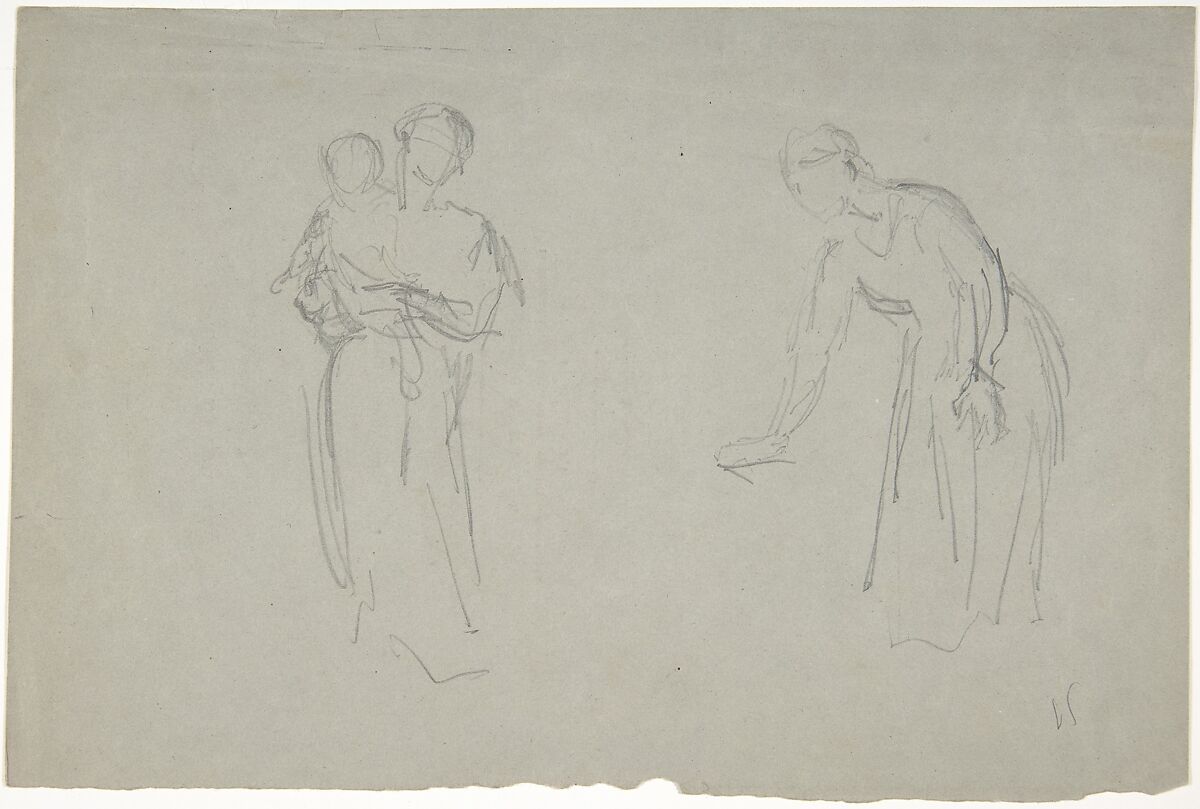 Mother and Child and a Female Figure, Narcisse-Virgile Diaz de la Peña (French, Bordeaux 1808–1876 Menton), Graphite 