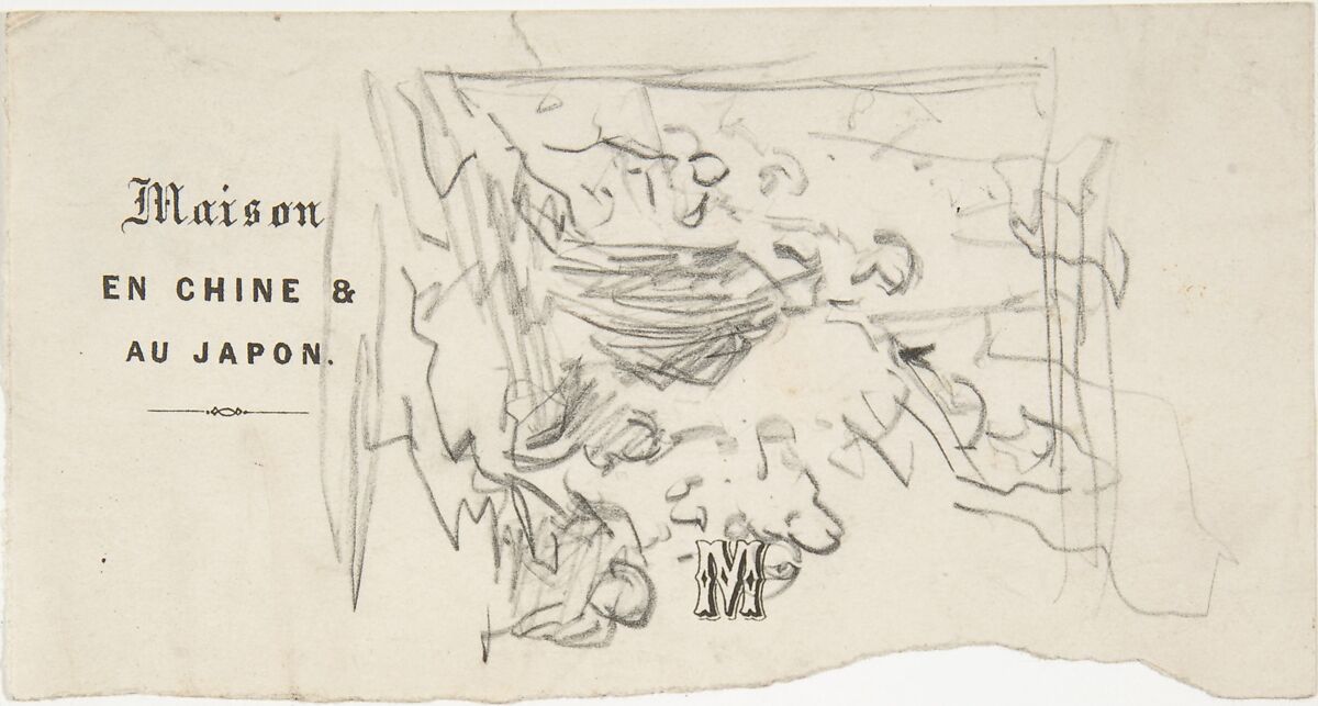 Figure composition, Narcisse-Virgile Diaz de la Peña (French, Bordeaux 1808–1876 Menton), Black chalk on wove paper (probably torn from letterhead printed:  Maison/ en chine &/ au japon./ M) 