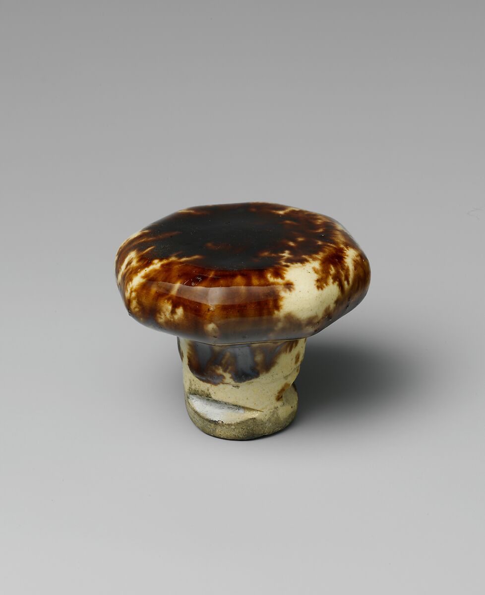 Doorknob, Mottled brown earthenware, American 