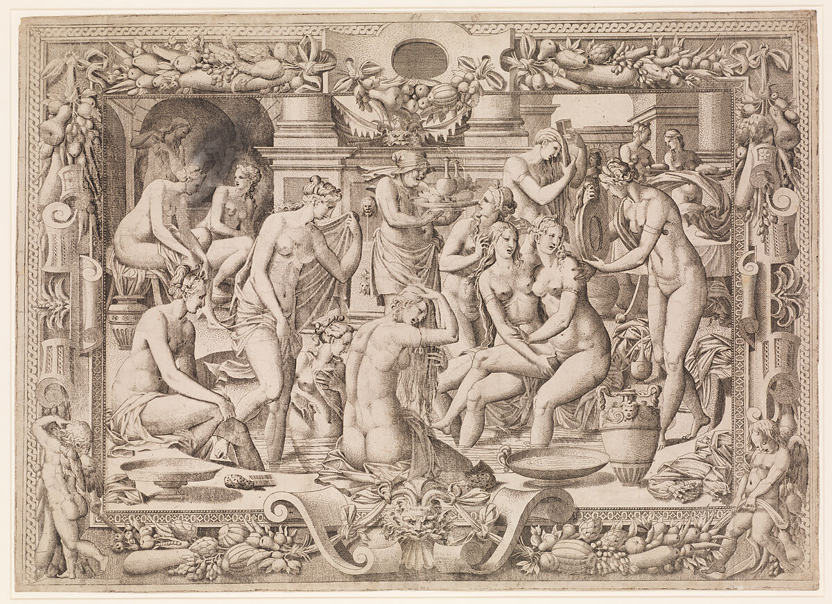 Women Bathing, Jean Mignon (French, active 1535–ca. 1555), Etching 