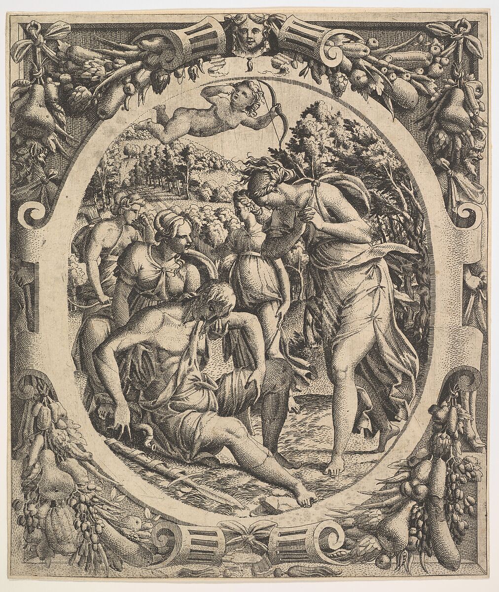 The Death of Adonis, Jean Mignon (French, active 1535–ca. 1555), Etching 