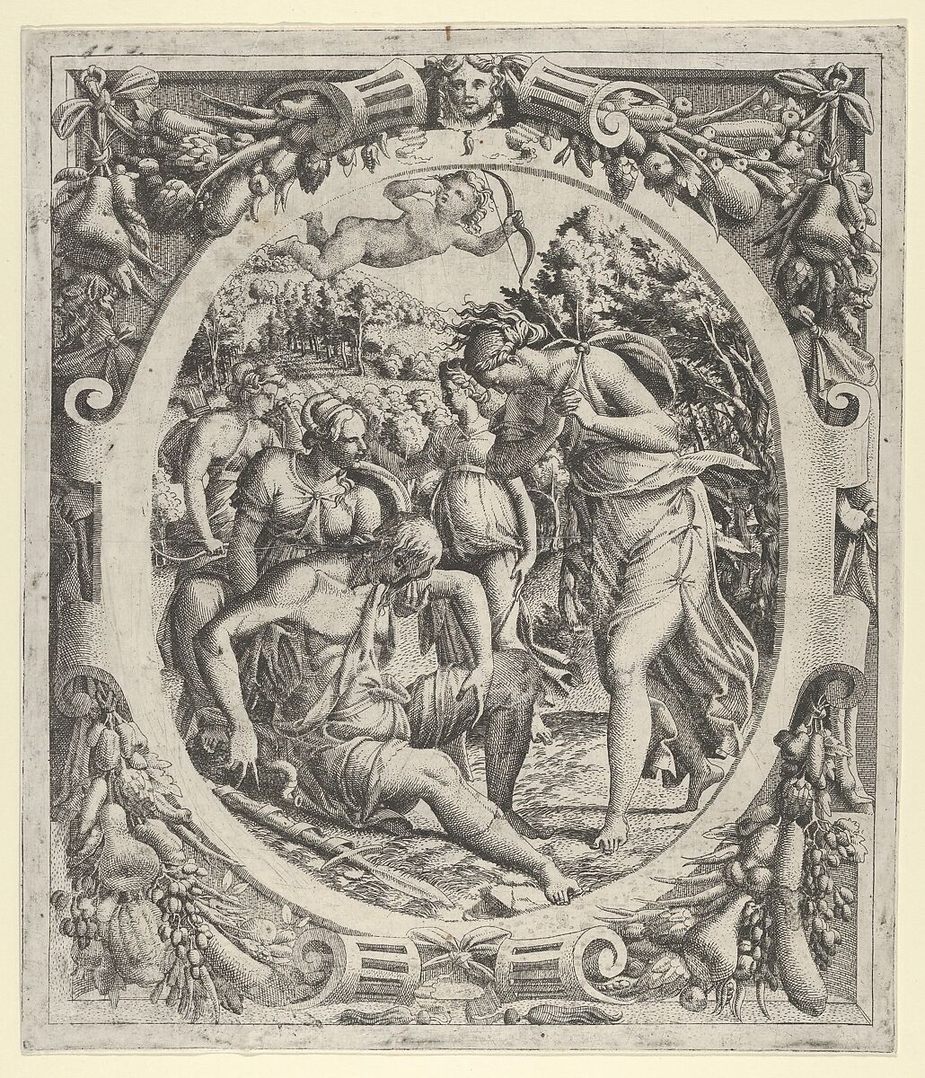 The Death of Adonis, Jean Mignon (French, active 1535–ca. 1555), Etching 