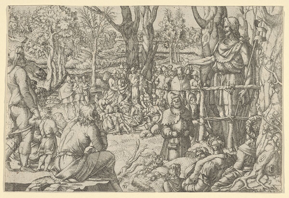 St. John Preaching in the Desert, Jean Mignon (French, active 1535–ca. 1555), Etching 