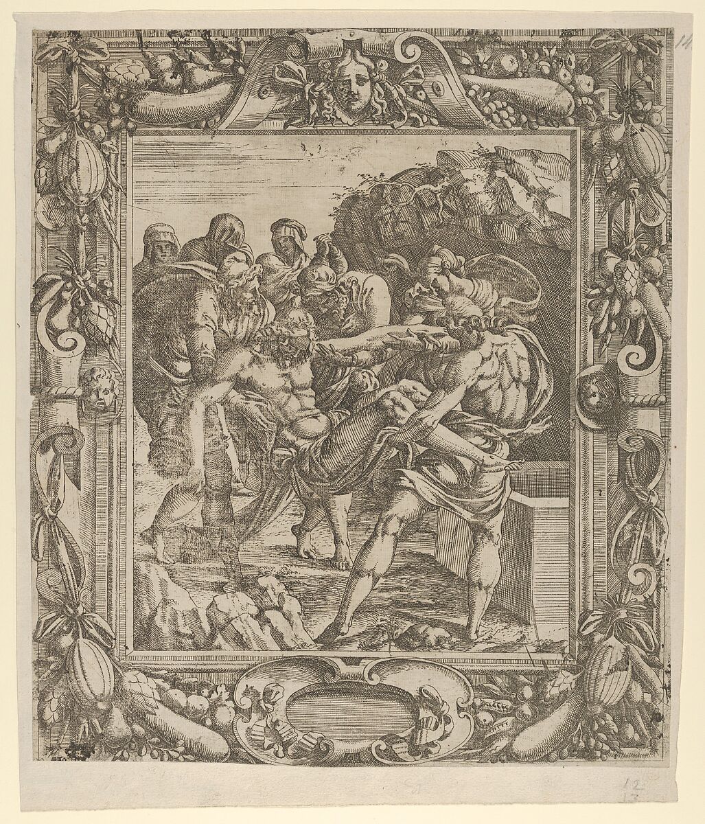The Entombment of Christ, Jean Mignon (French, active 1535–ca. 1555), Etching 