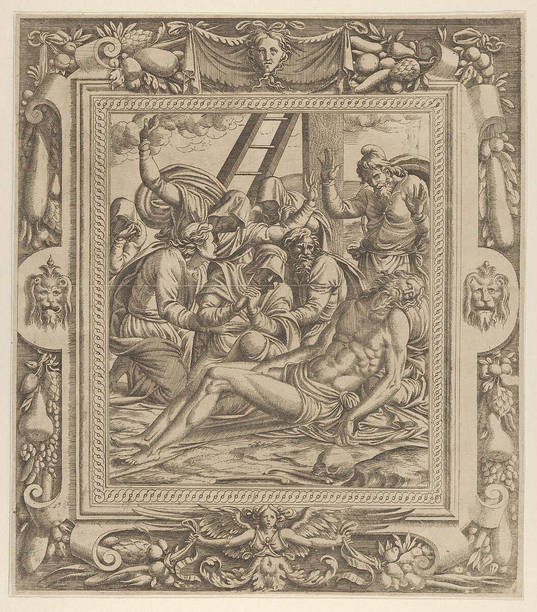 The Lamentation over Christ, Jean Mignon (French, active 1535–ca. 1555), Etching 
