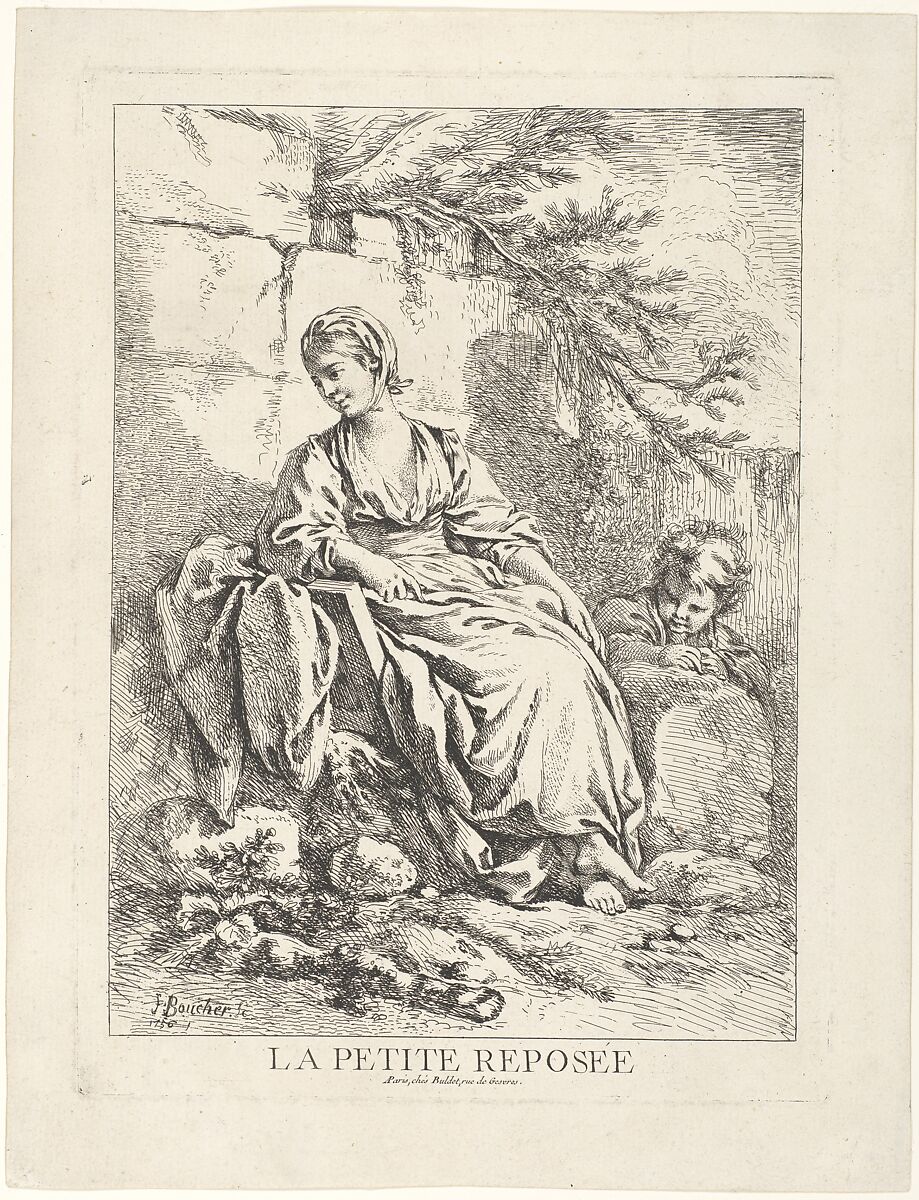The Young Girl Resting, François Boucher (French, Paris 1703–1770 Paris), Etching; first state of two