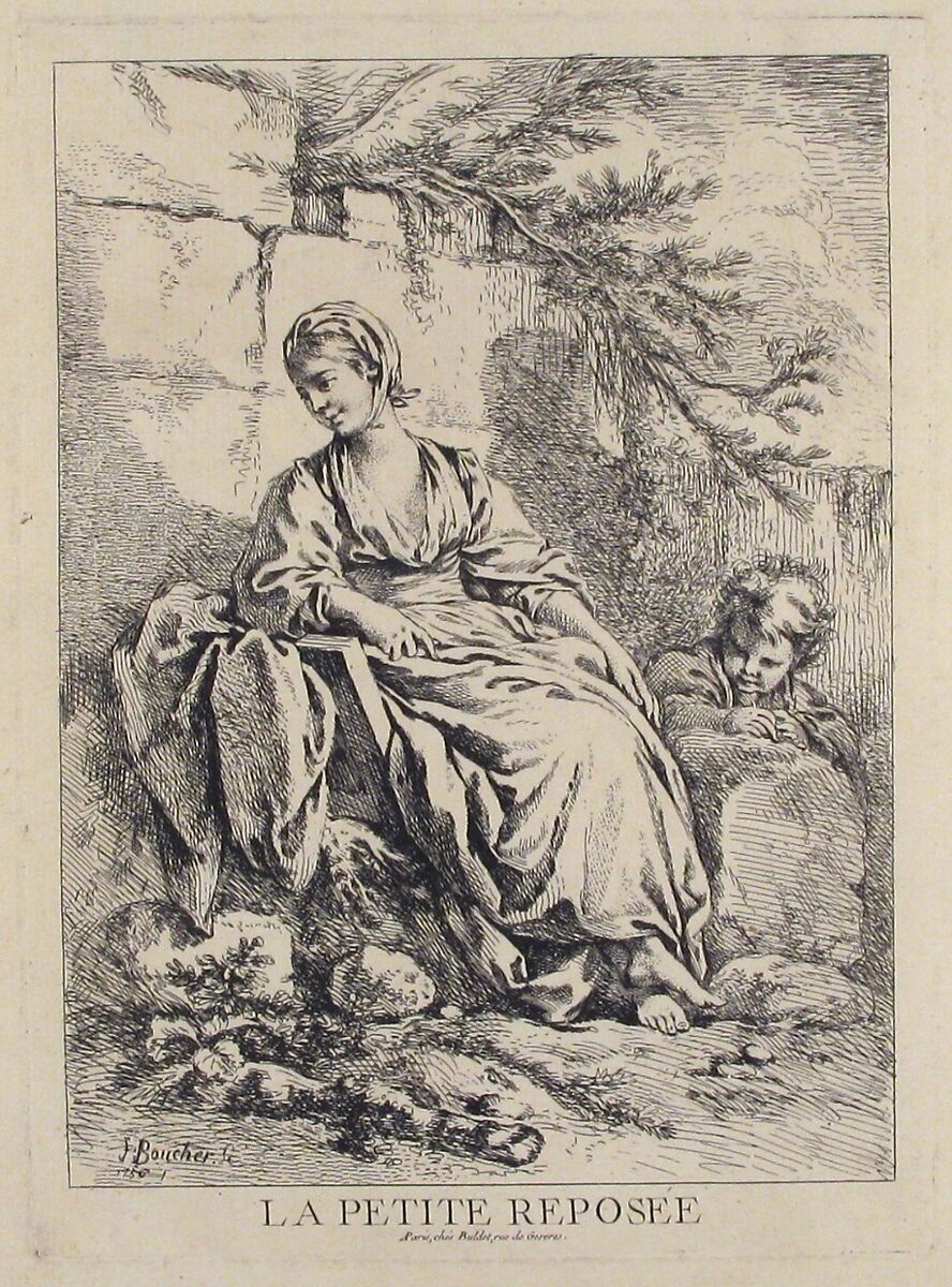 The Young Girl Resting, François Boucher (French, Paris 1703–1770 Paris), Etching; first state of two
