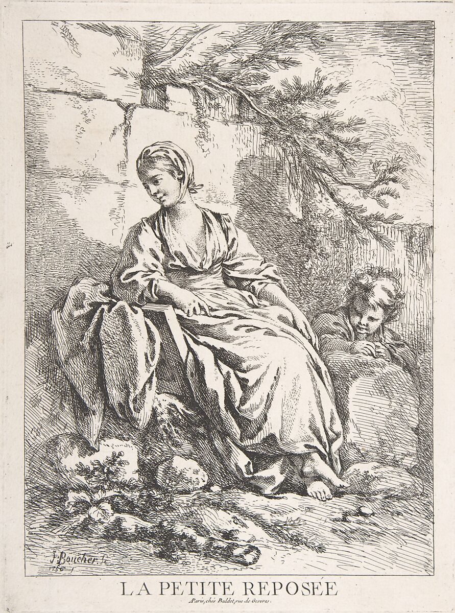 The Young Girl Resting, François Boucher (French, Paris 1703–1770 Paris), Etching; first state of two 