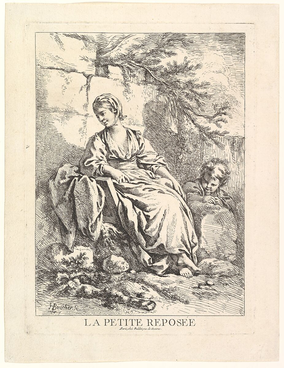 The Young Girl Resting, François Boucher (French, Paris 1703–1770 Paris), Etching; first state of two