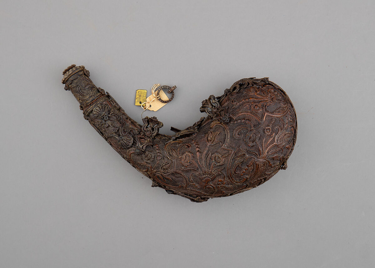 Powder Flask, Leather, iron, French