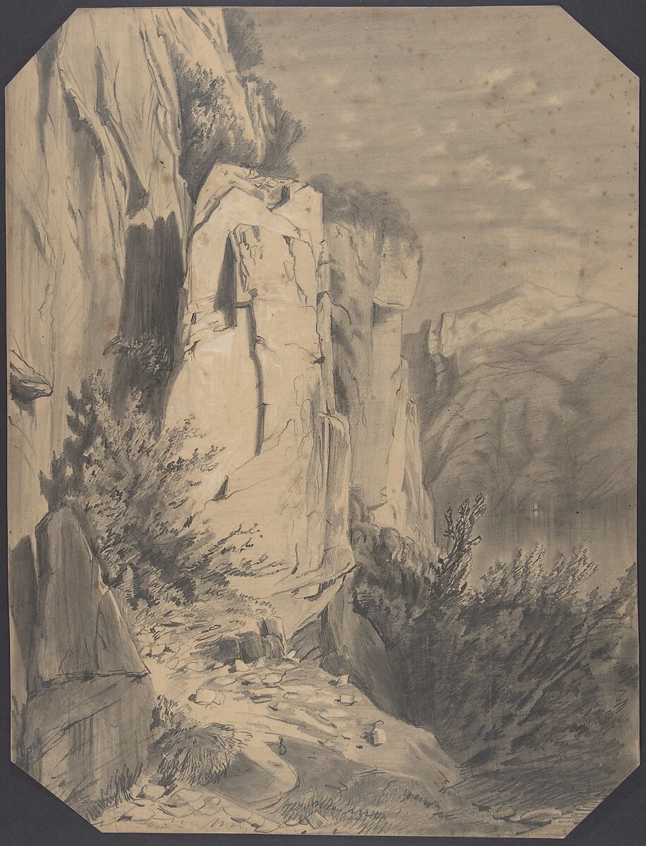 Forets et Montagnes, Alexandre Calame (Swiss, Vevey 1810–1864 Menton), Graphite heightened with white bodycolour. 