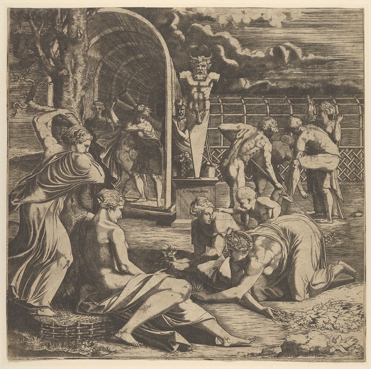 The Garden of Pomona, Léon Davent (French, active 1540–56), Engraving; first state 