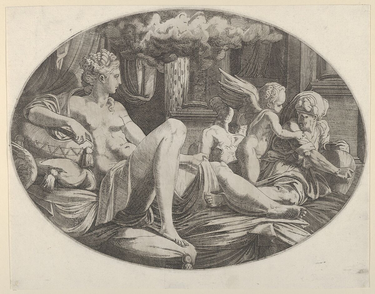 Danae, Léon Davent (French, active 1540–56), Engraving 