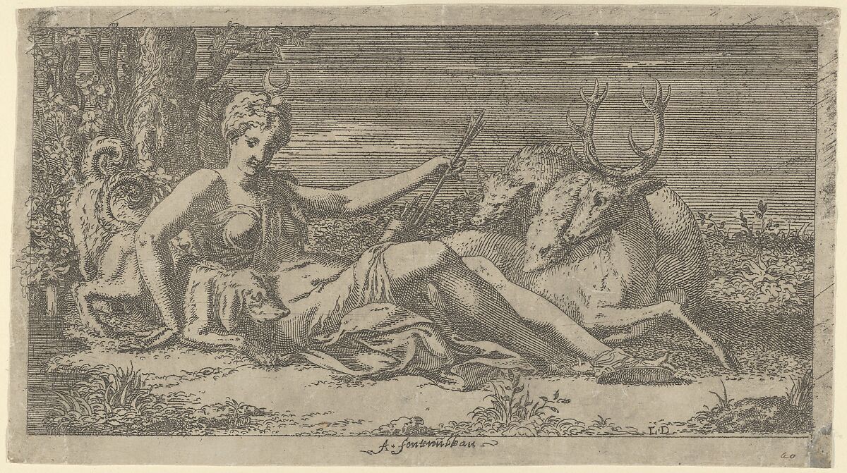 Diana Resting, Léon Davent (French, active 1540–56), Etching 