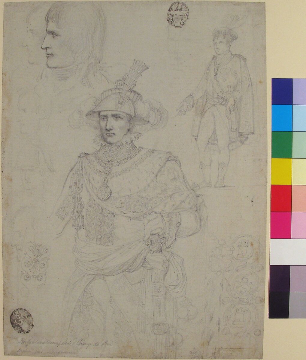 Napoleon Bonaparte at the Champ de Mai, June 1, 1815, Jean Démosthène Dugourc (French, Versailles 1749–1825 Paris), Graphite on light blue paper