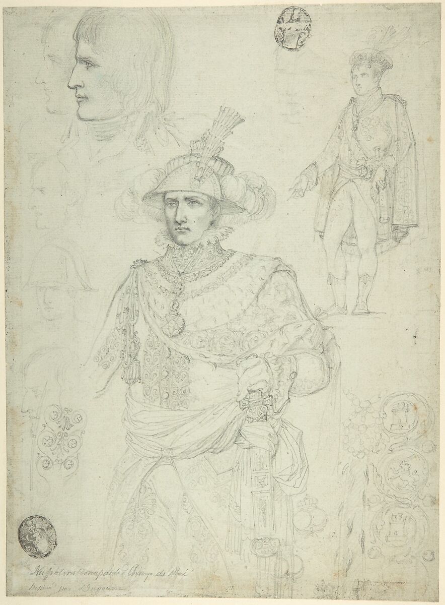 Napoleon Bonaparte at the Champ de Mai, June 1, 1815, Jean Démosthène Dugourc (French, Versailles 1749–1825 Paris), Graphite on light blue paper 