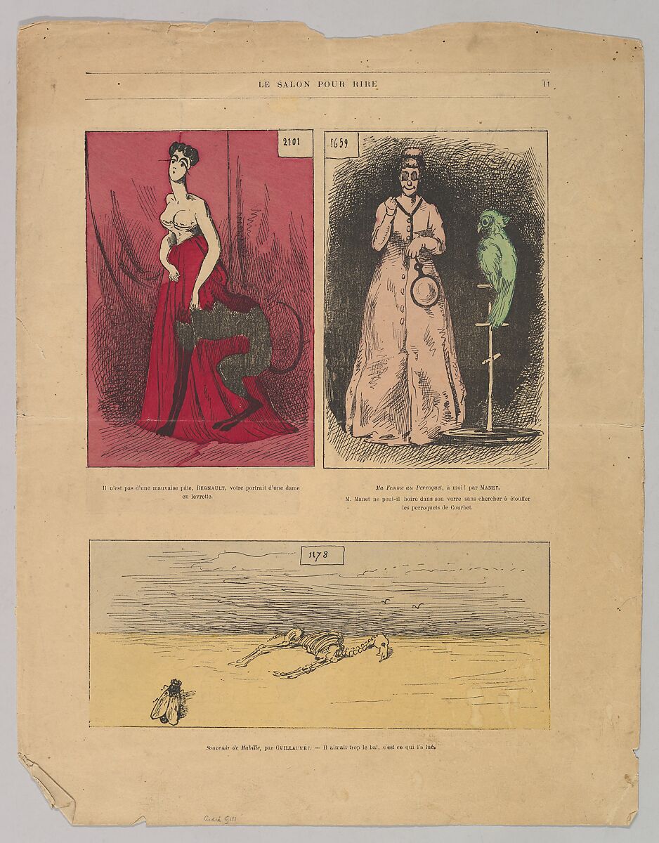 Caricatures of paintings by Daubigny and others, in "Le Salon Pour Rire", André Gill (French, Paris 1840–1885 Paris), Color lithograph