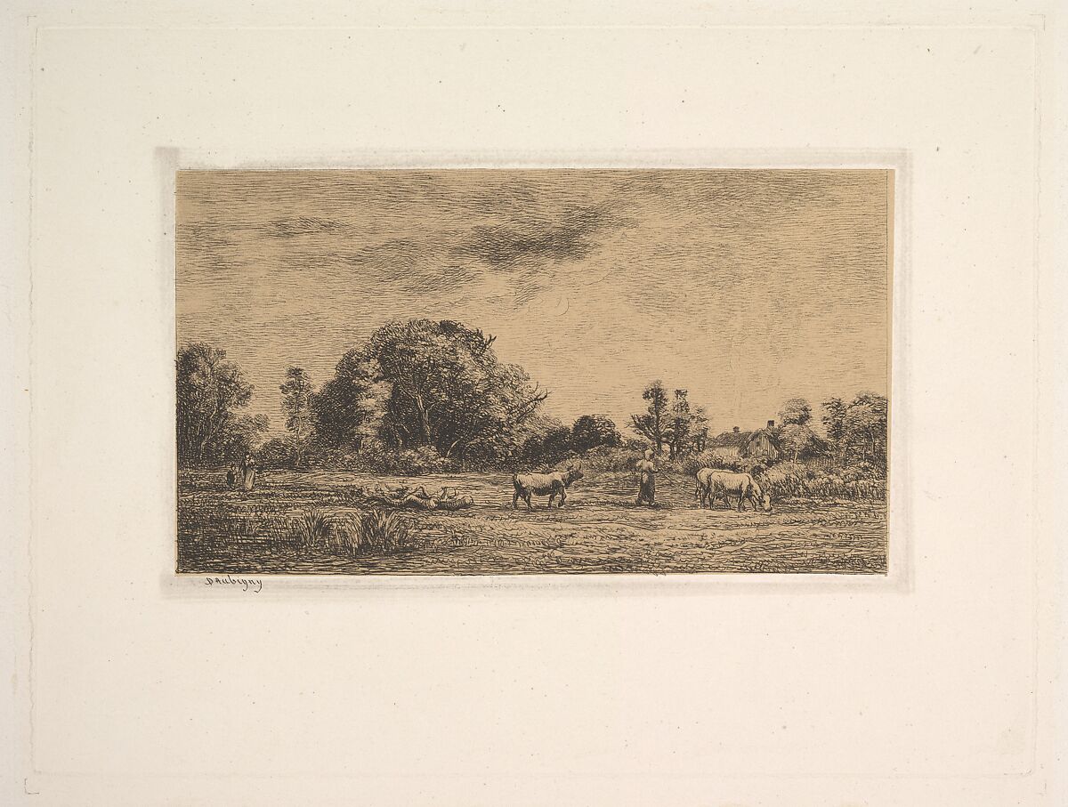 Moonrise, Charles-François Daubigny (French, Paris 1817–1878 Paris), Etching; second state of six (Delteil) 