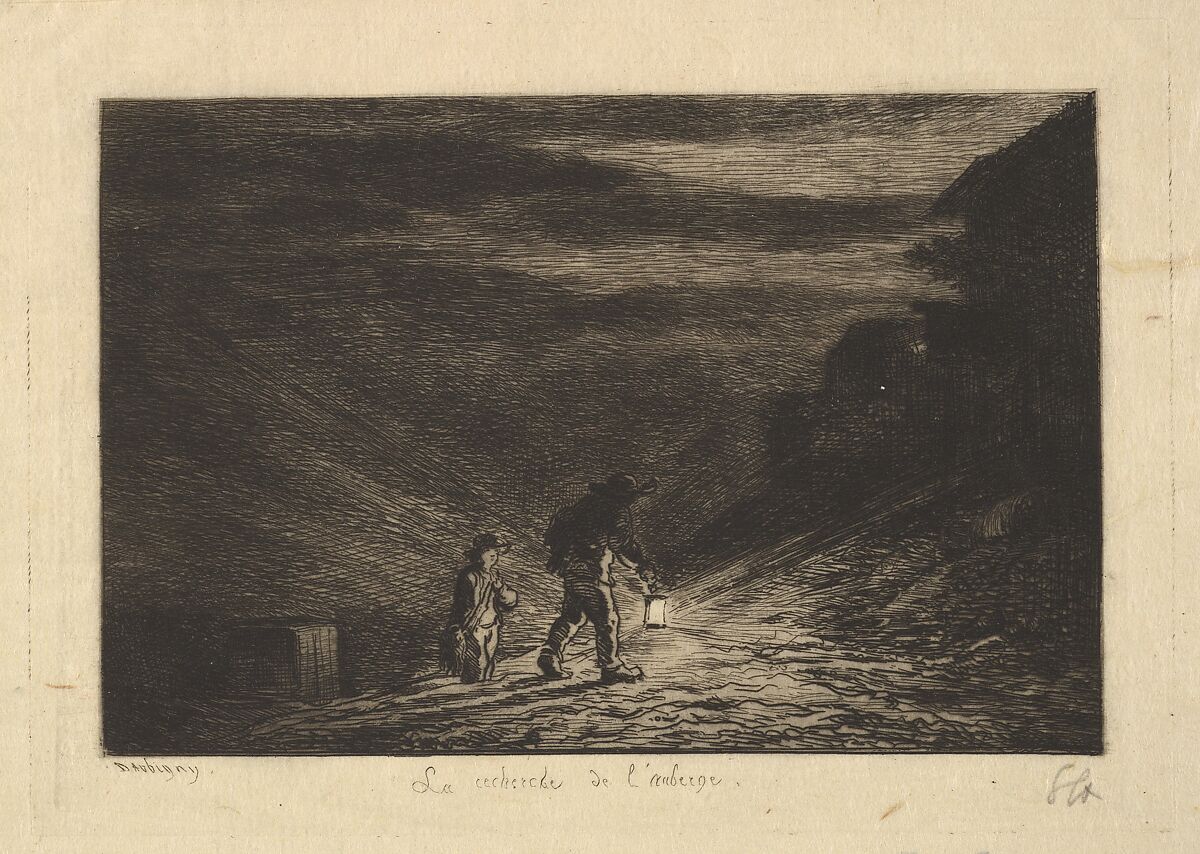 The Search for an Inn, Charles-François Daubigny  French, Etching; fifth state of seven (Delteil)