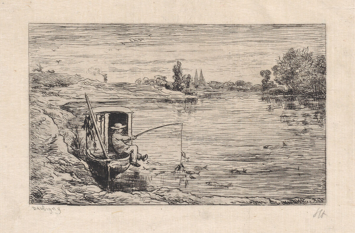 The Cabin Boy Fishing, Charles-François Daubigny (French, Paris 1817–1878 Paris), Etching; second state of three
