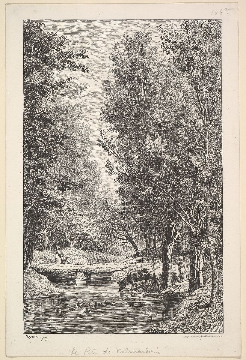 A Stream in the Mondois Valley, Charles-François Daubigny (French, Paris 1817–1878 Paris), Etching, third state of three 