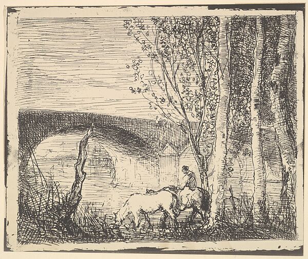 The Bridge, Charles-François Daubigny (French, Paris 1817–1878 Paris), Cliché-verre (ed. 1921) 