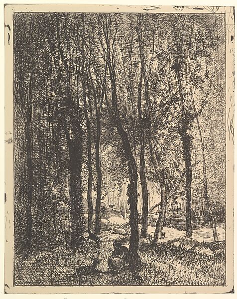 The Goatherd, Charles-François Daubigny (French, Paris 1817–1878 Paris), Cliché-verre (Le Garrec printing, 1921) 