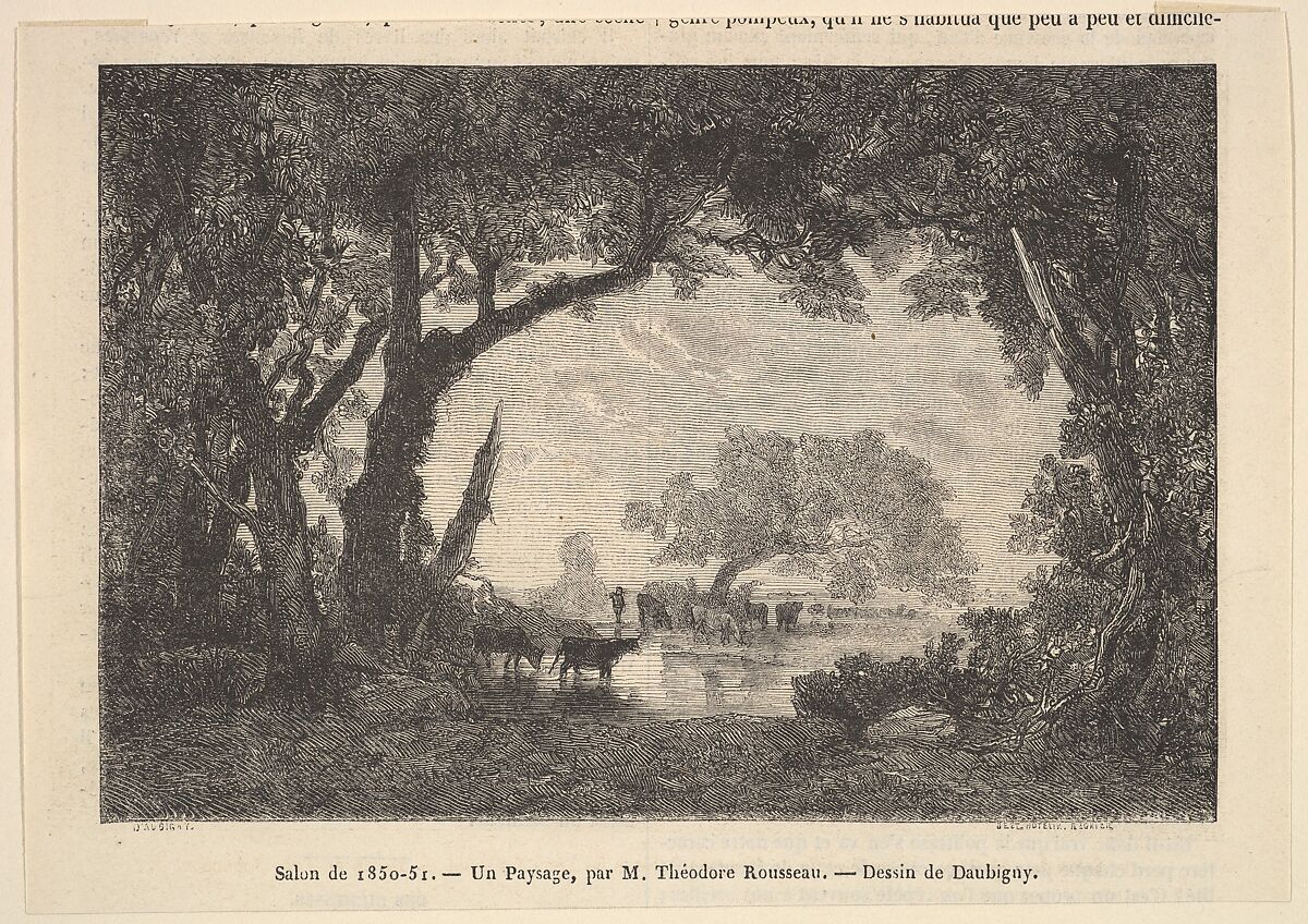 Salon de 1850-51; Un Paysage, par M. Théodore Rousseau, Charles-François Daubigny (French, Paris 1817–1878 Paris), Wood engraving 