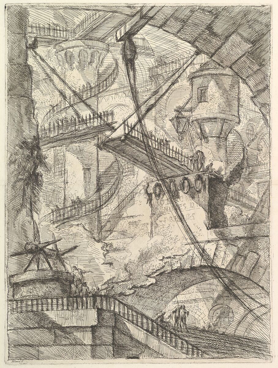 The Drawbridge, from "Carceri d'invenzione" (Imaginary Prisons), Giovanni Battista Piranesi (Italian, Mogliano Veneto 1720–1778 Rome), Etching, engraving, scratching; first state of six (Robison) 