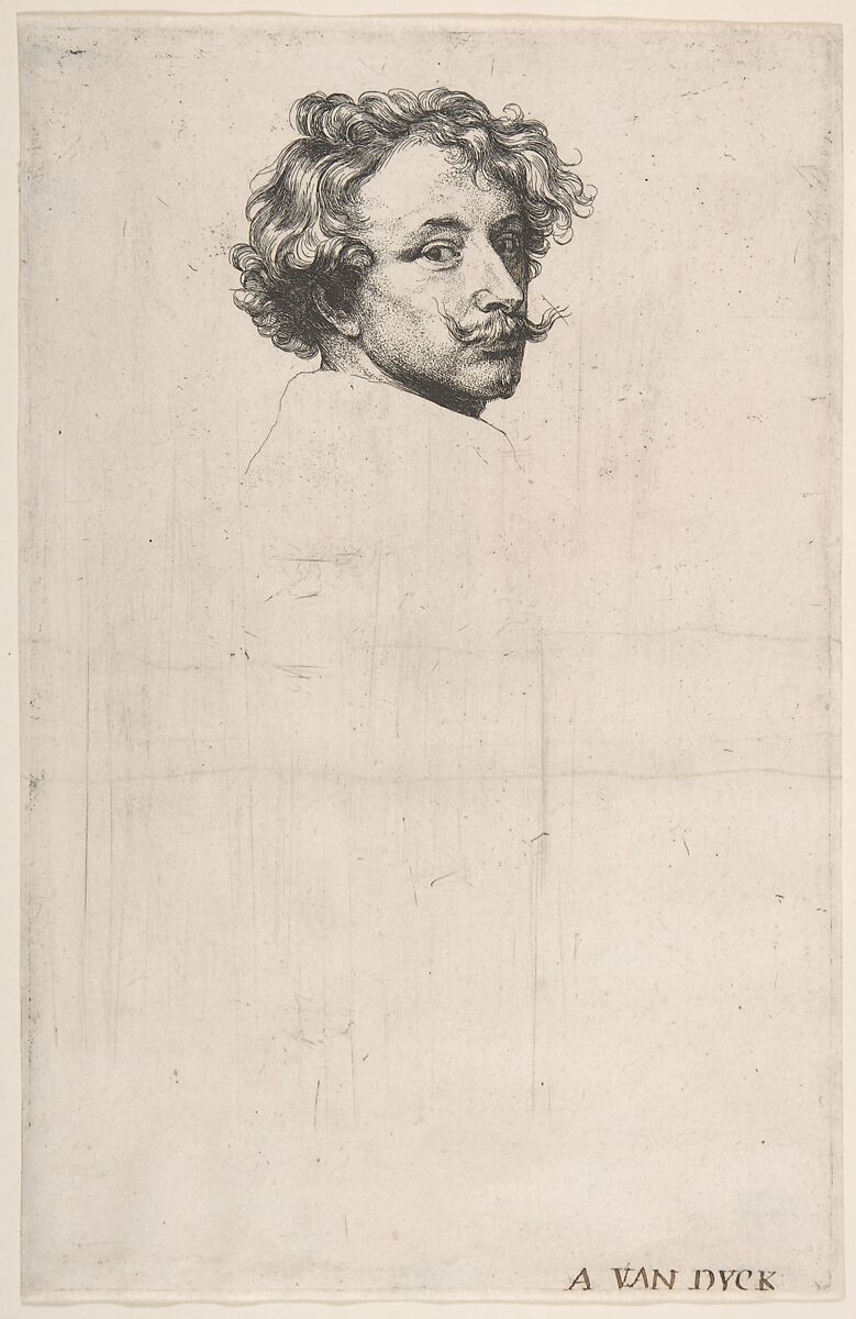 Self-Portrait, from "The Iconography", Anthony van Dyck (Flemish, Antwerp 1599–1641 London), Etching; first state of seven 
