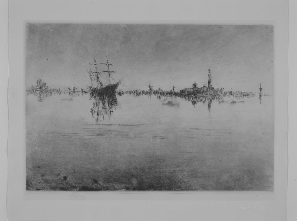 Nocturne, James McNeill Whistler (American, Lowell, Massachusetts 1834–1903 London), Etching and drypoint, printed in black ink on heavy cream Japan paper; sixth state of nine (Glasgow)