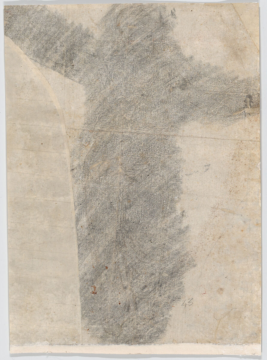 Lucretia, Raphael (Raffaello Sanzio or Santi) (Italian, Urbino 1483–1520 Rome), Pen and brown ink over black chalk, partially incised with a stylus (recto); rubbed with black chalk for transfer (verso)
