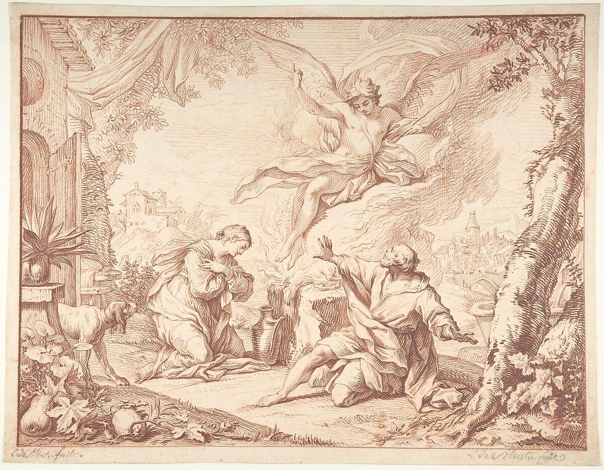 The Sacrifice of Manoah, Jacques Dumont, called le Romain (French, Paris 1701–1781 Paris), Red chalk 