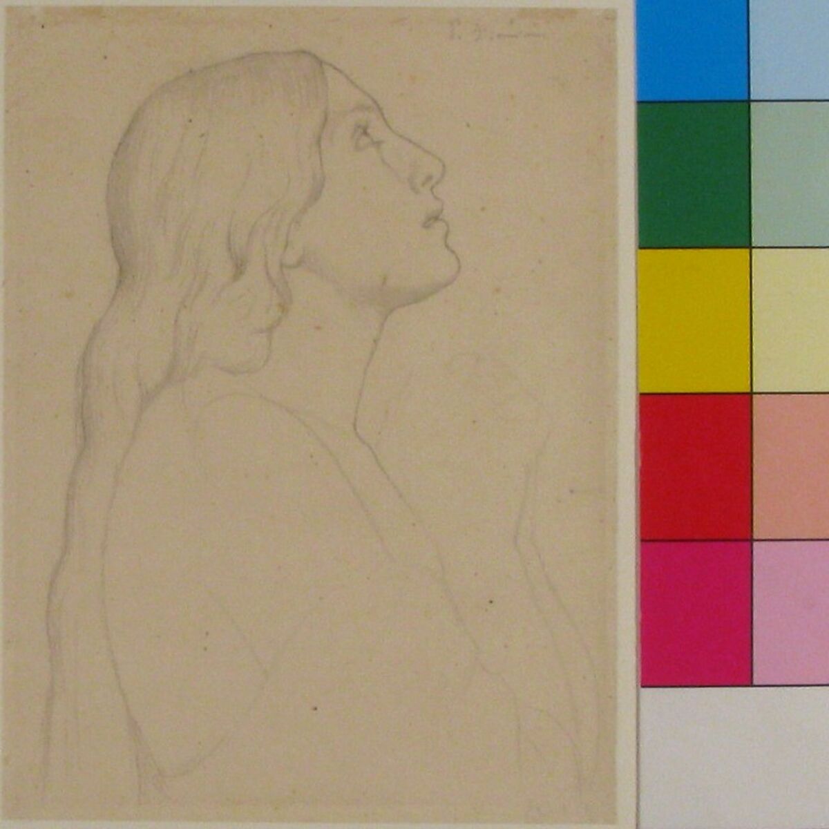 Saint Agatha, Paul Flandrin (French, Lyons 1811–1902 Paris), Graphite on tracing paper