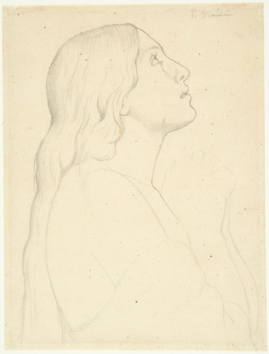 Saint Agatha, Paul Flandrin (French, Lyons 1811–1902 Paris), Graphite on tracing paper 