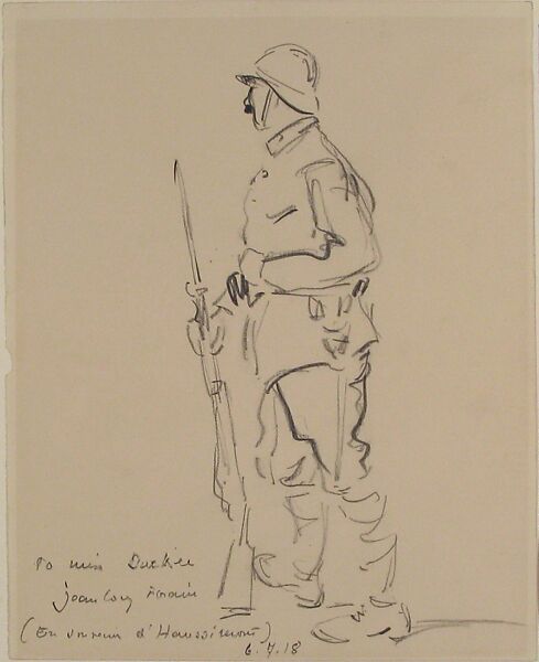 French Soldier, Jean-Louis Forain (French, Reims 1852–1931 Paris), Conté crayon