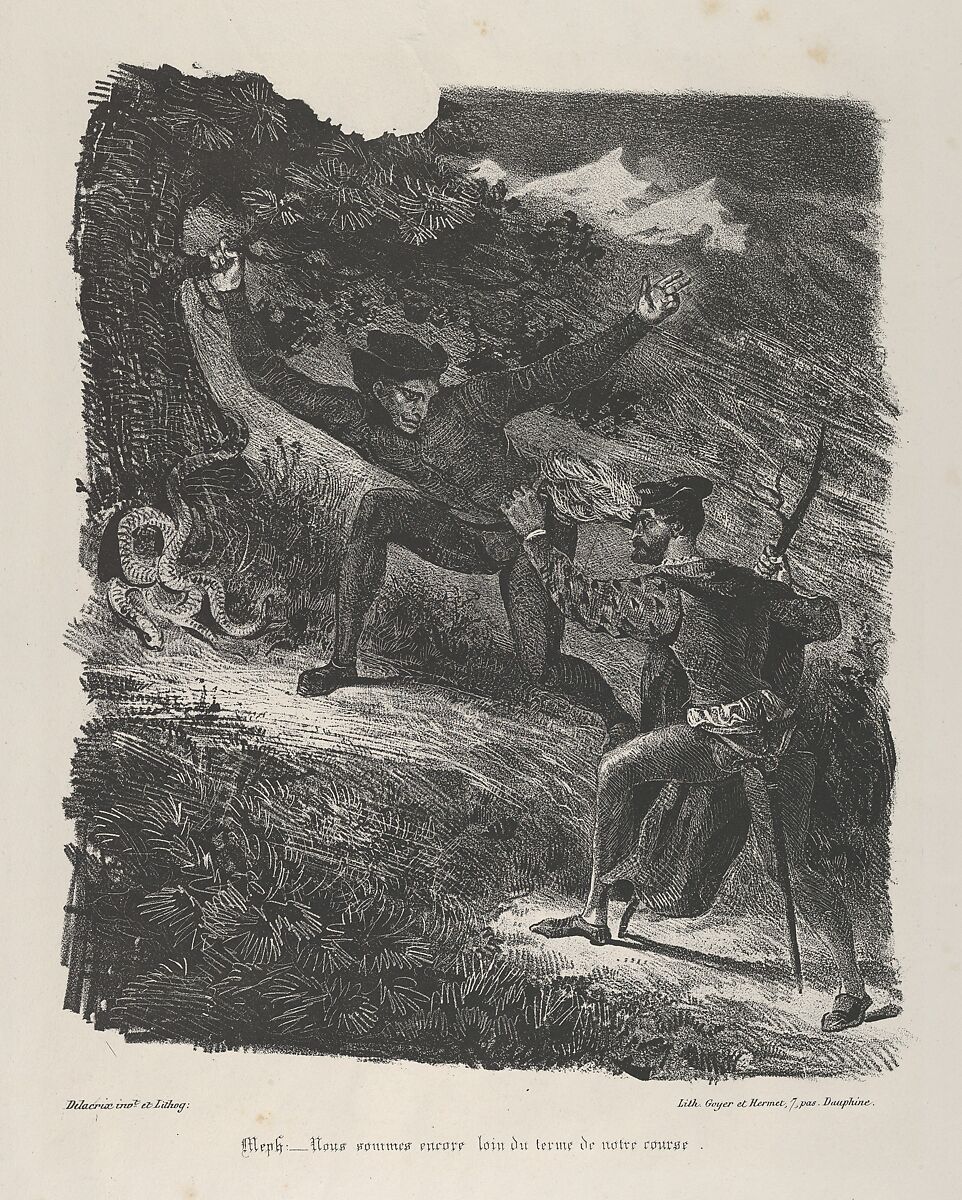 Faust and Mephistopheles in the Hartz Mountains (Goethe, Faust), Eugène Delacroix (French, Charenton-Saint-Maurice 1798–1863 Paris), Lithograph; seventh state of seven 
