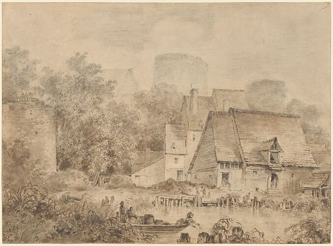 Farm Buildings beside a Waterway