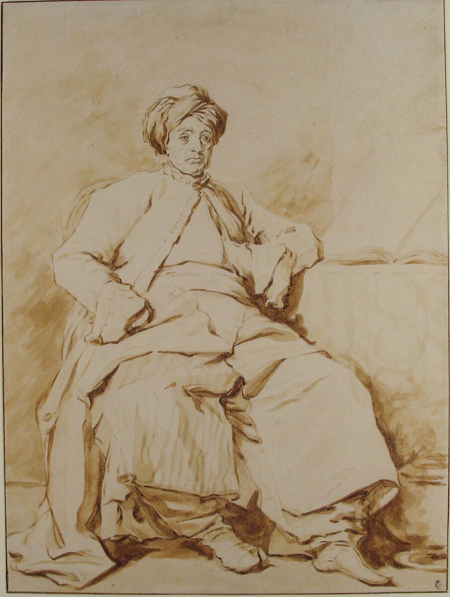 The Sultan, After Jean Honoré Fragonard (French, Grasse 1732–1806 Paris), Brush and brown wash over traces of graphite