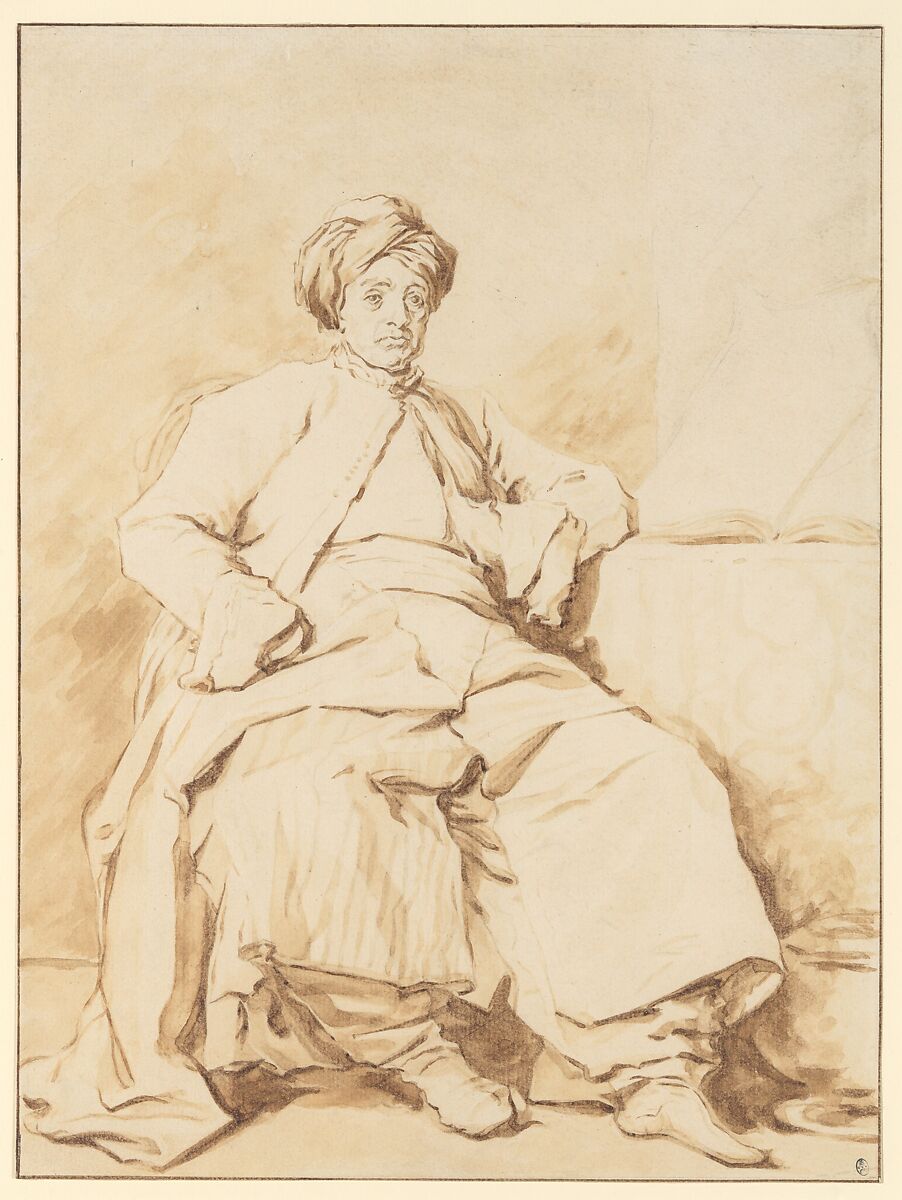 The Sultan, After Jean Honoré Fragonard (French, Grasse 1732–1806 Paris), Brush and brown wash over traces of graphite 