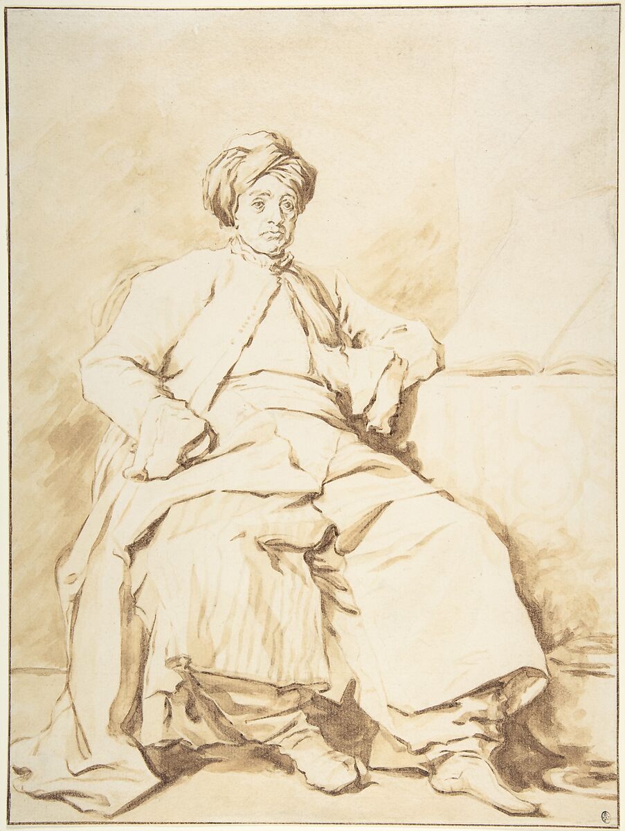 The Sultan, After Jean Honoré Fragonard (French, Grasse 1732–1806 Paris), Brush and brown wash over traces of graphite