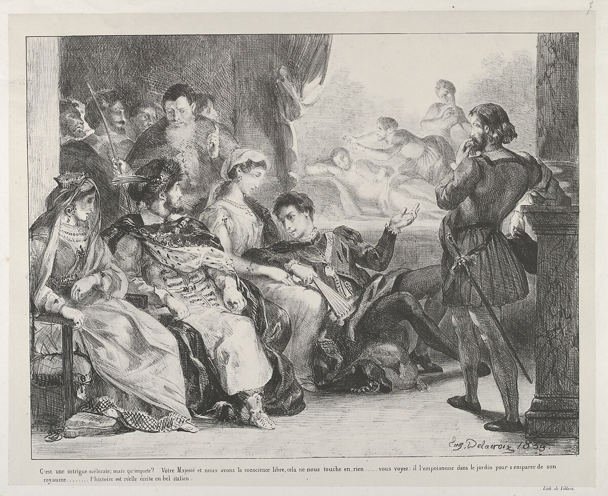 The Play-Within-A-Play, Eugène Delacroix (French, Charenton-Saint-Maurice 1798–1863 Paris), Lithograph; second state of three 