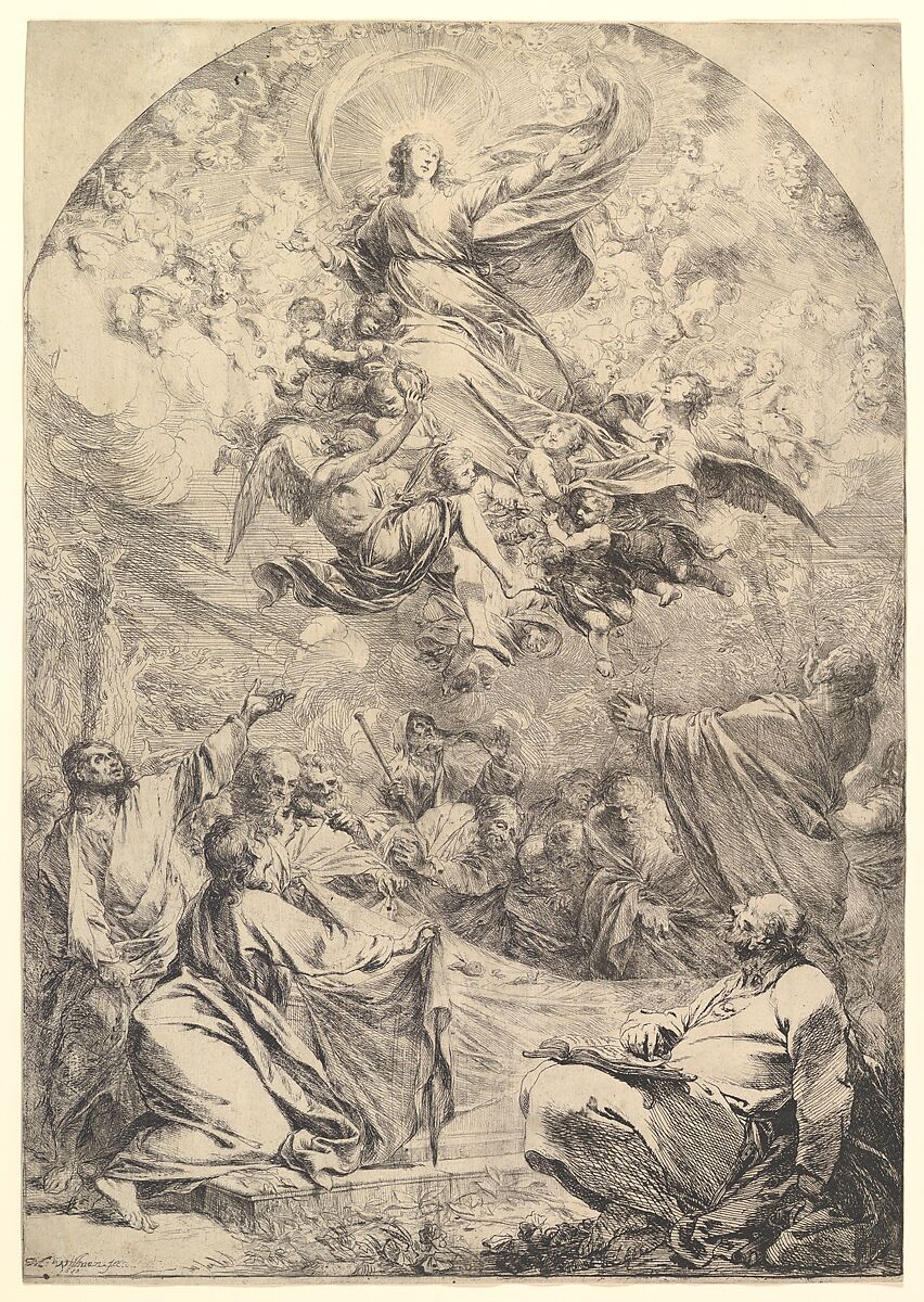 The Assumption of the Virgin, Michael Lucas Leopold Willmann (German, 1630–1706), Etching and drypoint, second state 