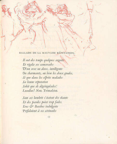 Parallèlement, Illustrated by Pierre Bonnard (French, Fontenay-aux-Roses 1867–1947 Le Cannet), 109 lithographs printed in rose ink; 9 wood engravings