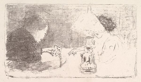 The Card Game by Lamplight, Pierre Bonnard (French, Fontenay-aux-Roses 1867–1947 Le Cannet), Lithograph 