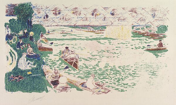 Boating, Pierre Bonnard  French, Lithograph in four colors on China Paper