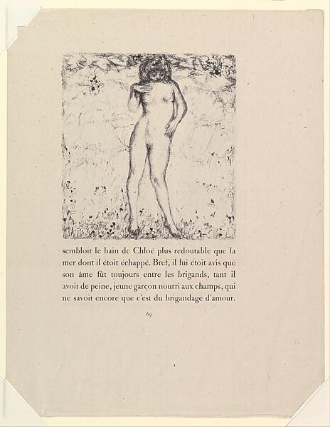 Chloe Bathing, from "Daphnis and Chloe" by Longus, Pierre Bonnard (French, Fontenay-aux-Roses 1867–1947 Le Cannet), Lithograph; proof 